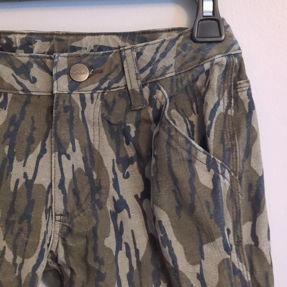 Carhartt Boys Bottomland Camo Green Black Cargo Carpenter Pants - Size 8 - Picture 5 of 13